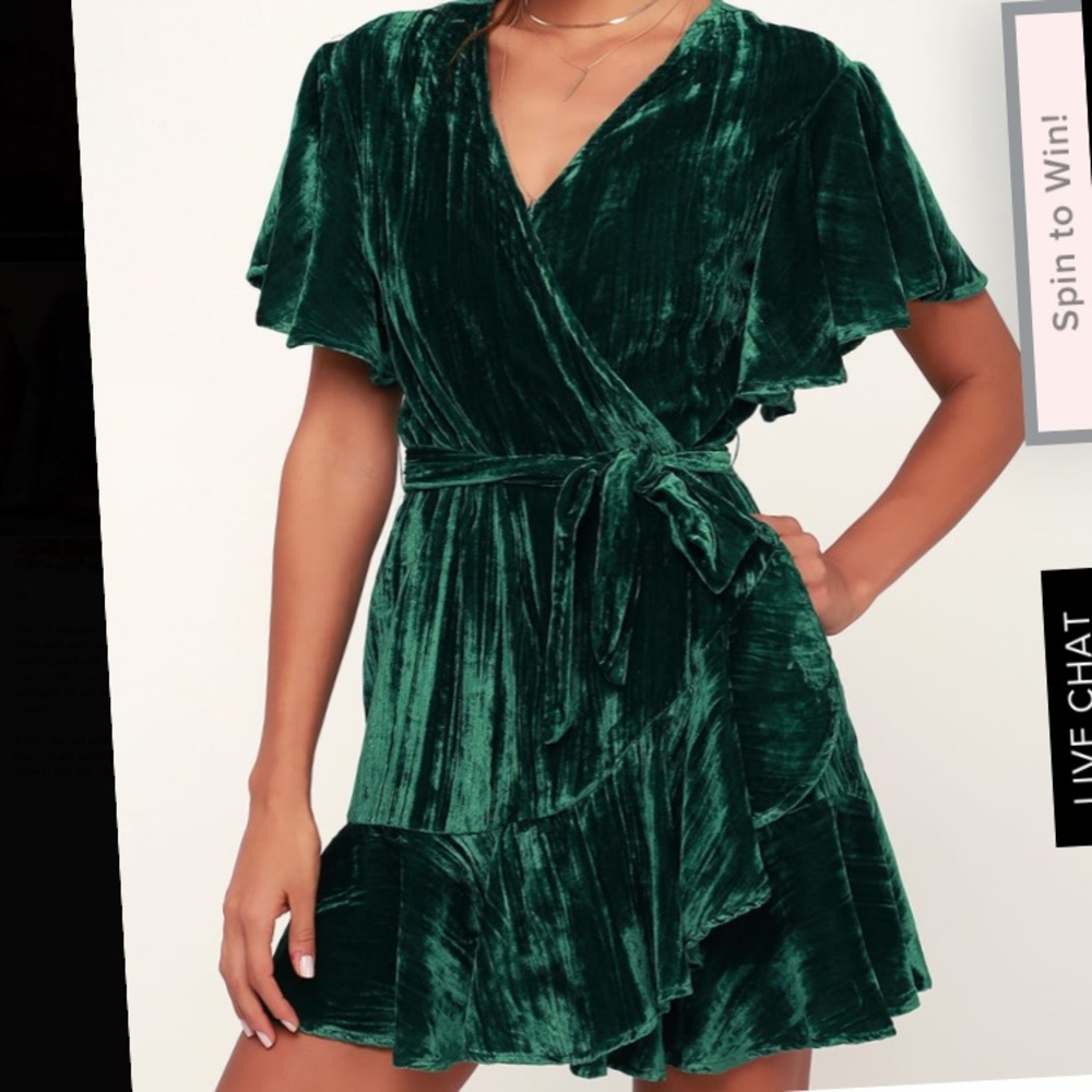 NEW BB Dakota Green Velvet Wrap Dress